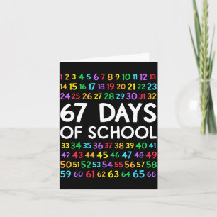 67th Day Of School Teacher Kids 67 Math Numbers 10 Card