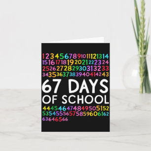 67th Day Of School Teacher Kids 67 Math Numbers 10 Card