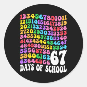 67th Day Of School Teacher Kids 67 Math Numbers 10 Classic Round Sticker