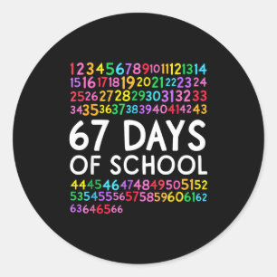 67th Day Of School Teacher Kids 67 Math Numbers 10 Classic Round Sticker