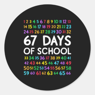 67th Day Of School Teacher Kids 67 Math Numbers 10 Classic Round Sticker