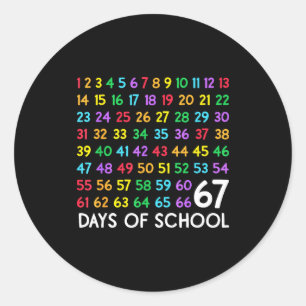 67th Day Of School Teacher Kids 67 Math Numbers 10 Classic Round Sticker