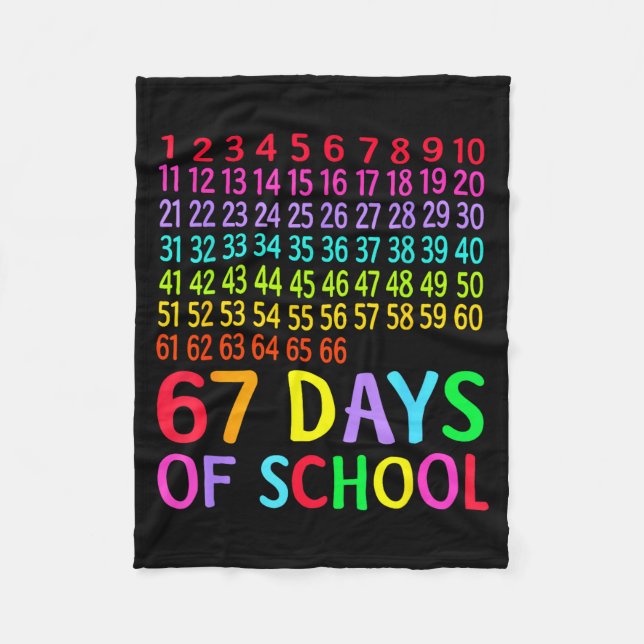 67th Day Of School Teacher Kids 67 Math Numbers 10 Fleece Blanket (Front)