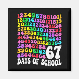 67th Day Of School Teacher Kids 67 Math Numbers 10 Magnet