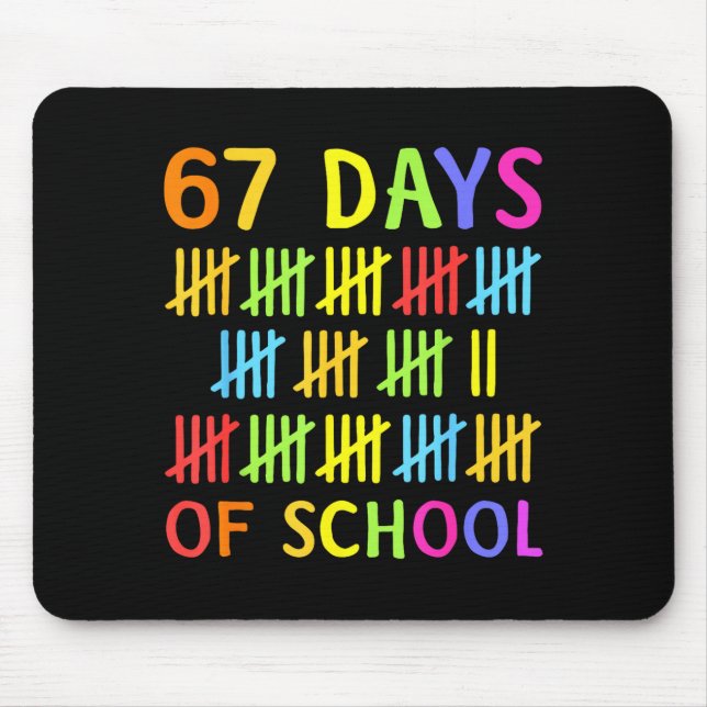 67th Day Of School Teacher Kids 67 Math Numbers 10 Mouse Pad (Front)