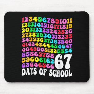 67th Day Of School Teacher Kids 67 Math Numbers 10 Mouse Pad