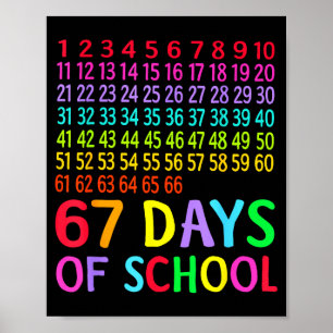 67th Day Of School Teacher Kids 67 Math Numbers 10 Poster