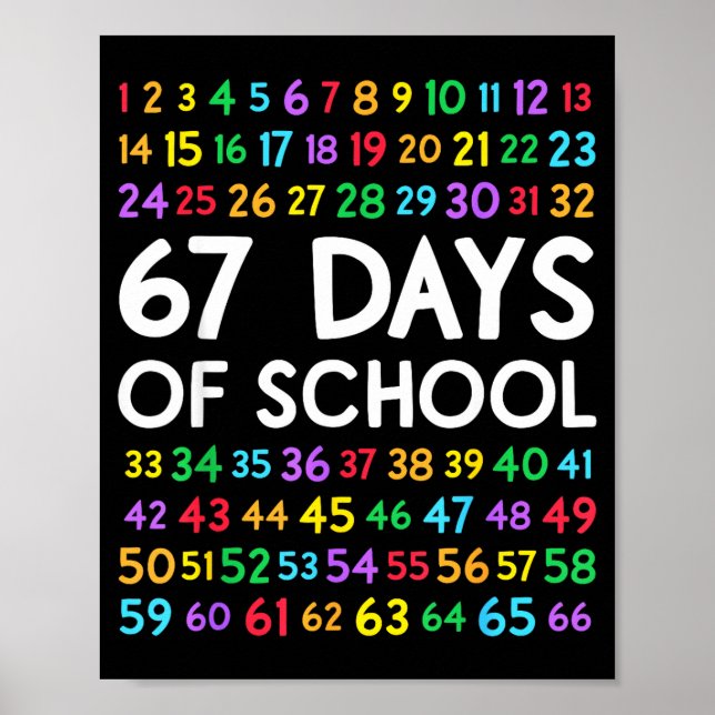 67th Day Of School Teacher Kids 67 Math Numbers 10 Poster (Front)