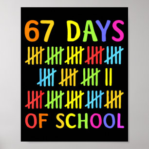 67th Day Of School Teacher Kids 67 Math Numbers 10 Poster