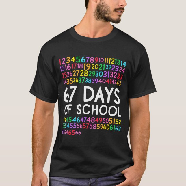 67th Day Of School Teacher Kids 67 Math Numbers 10 T-Shirt (Front)