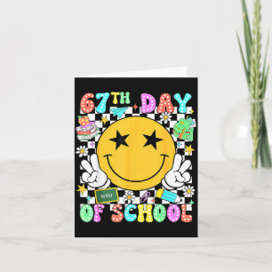 67th Day Of School Teacher Kids 67 Smile Face 100t Card