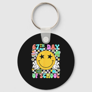 67th Day Of School Teacher Kids 67 Smile Face 100t Key Ring