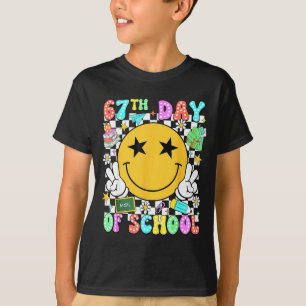 67th Day Of School Teacher Kids 67 Smile Face 100t T-Shirt