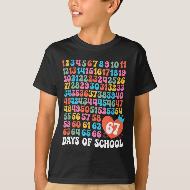 67th Day Of School Teacher Kids Funny Six Seven 10 T-Shirt (Front)