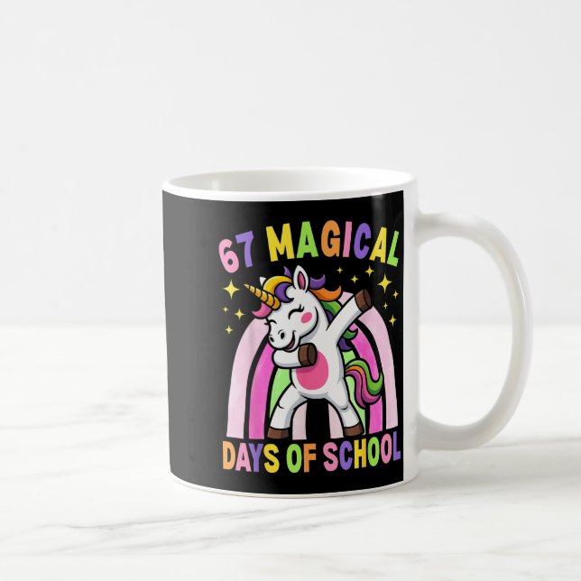 67th Day Of School Unicorn 67 Magical Days Teacher Coffee Mug (Right)