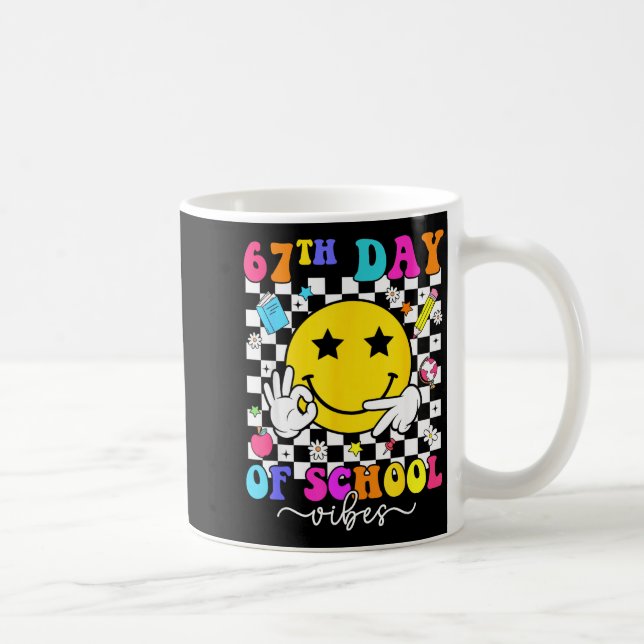 67th Day Of School Vibes 67 Meme Cute Smile Face T Coffee Mug (Right)
