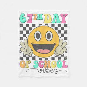 67th Day Of School Vibes Cute Smile Face 67 Meme T Fleece Blanket