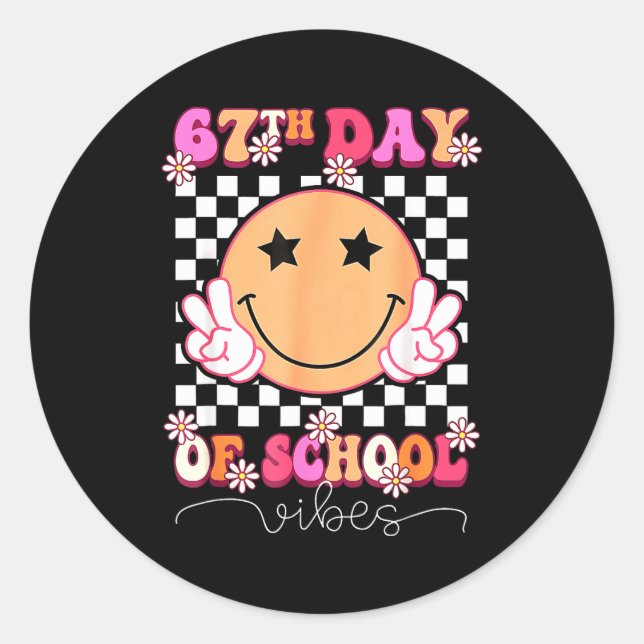 67th Day Of School Vibes Funny Six Seven 67 Meme S Classic Round Sticker (Front)