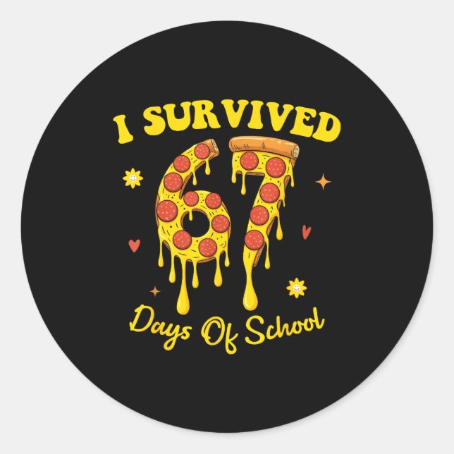 67th Day Of School Zza Slice 67 Days Of School Boy Classic Round Sticker (Front)