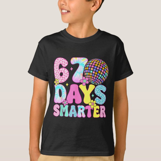 67th Days Smarter Smile Face 67 Days School Teache T-Shirt (Front)