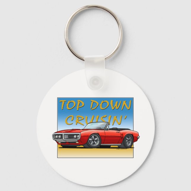 68 Firebird red convertible Key Ring (Front)