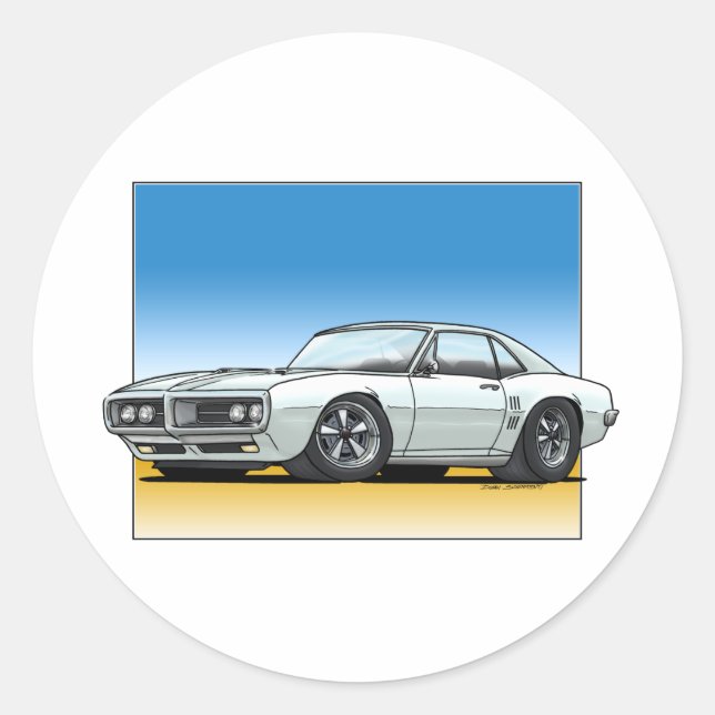 68_Firebird_WHITE Classic Round Sticker (Front)