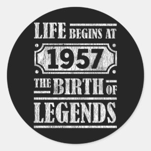 68 Year Old 1957 Birth Of Legend 68th Birthday Classic Round Sticker
