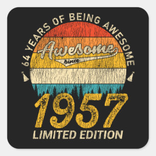 68 Year Old 1957 Retro Awesome 68th Birthday Gift Square Sticker