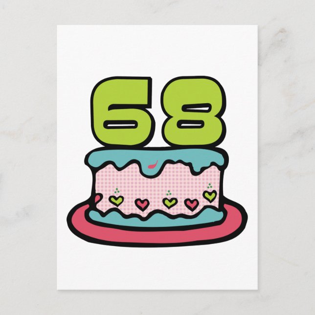 68 Year Old Birthday Cake Postcard (Front)