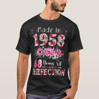 68 Year Old Made In 1958 Floral 68Th Birthday T-Shirt