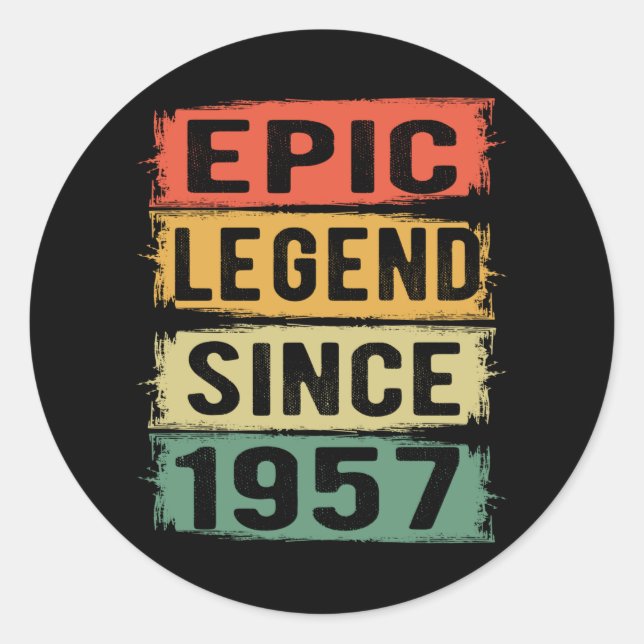 68 Years Old Bday 1957 Epic Legend 68th Birthday Classic Round Sticker (Front)