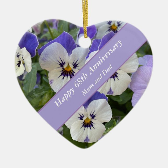 68th Anniversary Editable Ceramic Tree Decoration (Front)