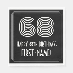 68th Birthday: Art Deco Inspired Look "68" + Name Napkin