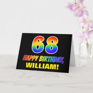 68th Birthday: Bold, Fun, Simple, Rainbow 68 Card