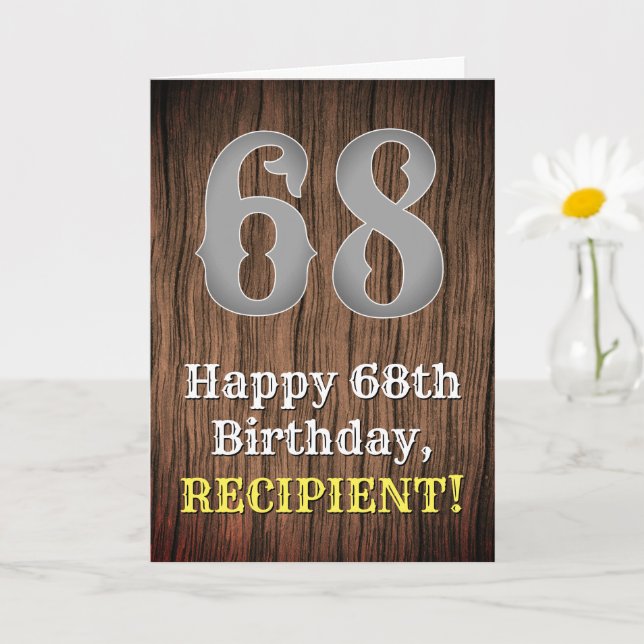 68th Birthday: Country Western Inspired Look, Name Card (Small Plant)