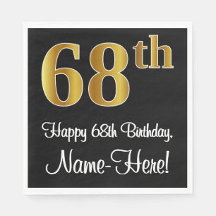 68th Birthday ~ Elegant Luxurious Faux Gold Look # Napkin