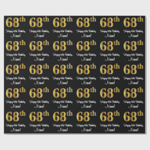 68th Birthday: Elegant Luxurious Faux Gold Look # Wrapping Paper