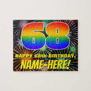 68th Birthday: Fun, Colourful Celebratory Firework Jigsaw Puzzle