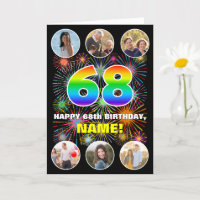 68th Birthday: Fun Rainbow #, Custom Name & Photos