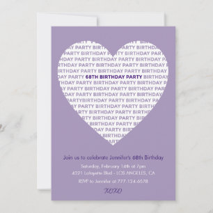 68th birthday invitation typography xoxo 