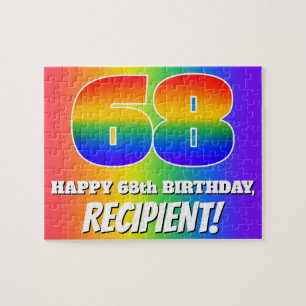 68th Birthday — Multicolored Rainbow Pattern “ Jigsaw Puzzle