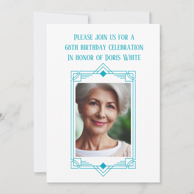 68th Birthday Party Custom Photo Frame Invitation (Front)