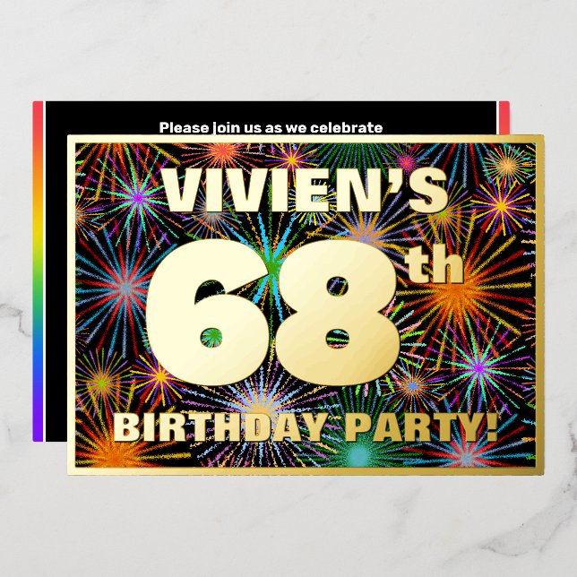 68th Birthday Party — Fun, Colourful Fireworks Loo (Front/Back)