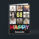 68th Happy Birthday Photo Collage Modern Black Card<br><div class="desc">68th Happy Birthday Photo Collage Modern Black Card with personalised name. For further customisation,  please click the "Customise it" button and use our design tool to modify this template.</div>