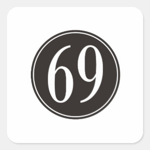#69 Black Circle Square Sticker