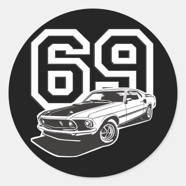 69 Fastback Classic Round Sticker (Front)