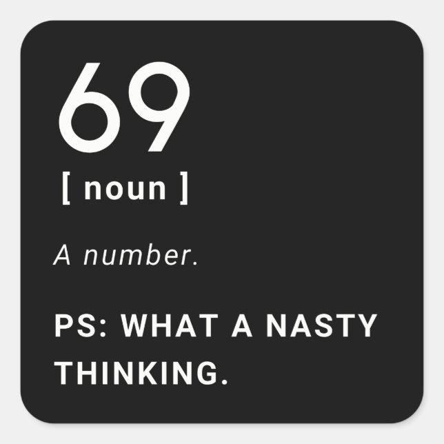 69 funny definition square sticker (Front)