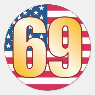 69 USA Gold Classic Round Sticker