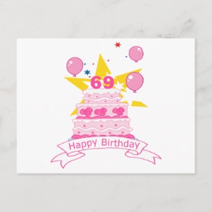 69 Year Old Birthday Cake Postcard