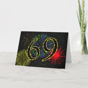 69th Birthday card with fireworks